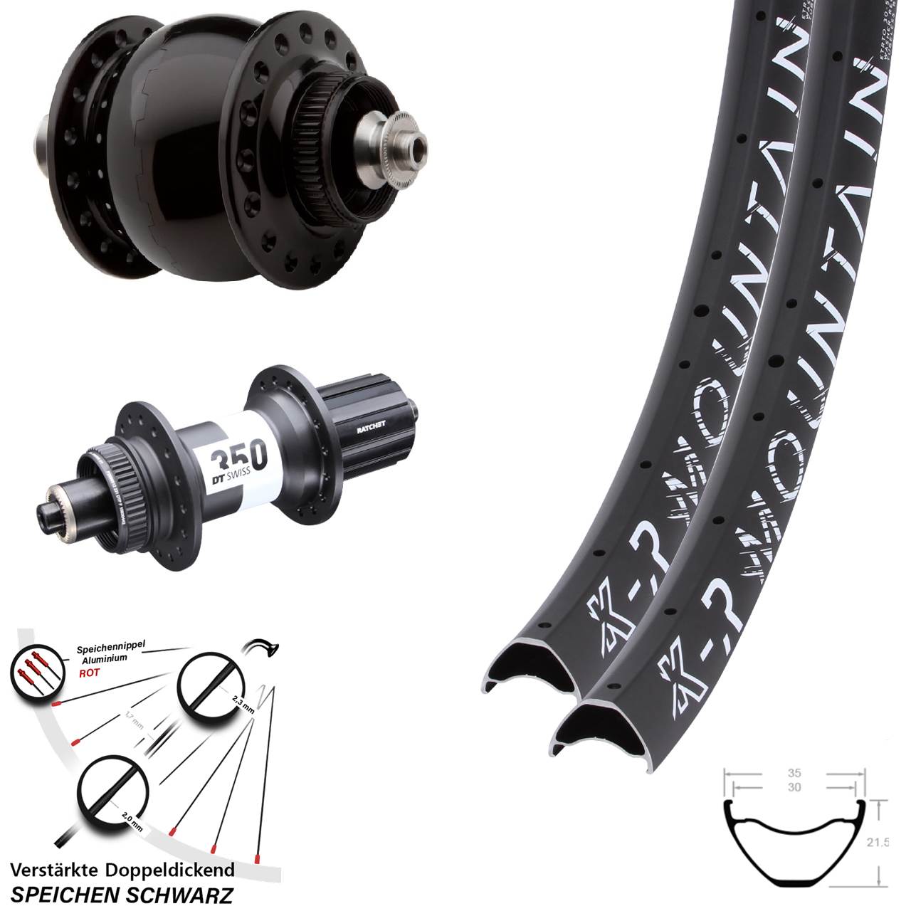 Centerlock Laufradsatz QR 29 Zoll KX-R Mountain DT Swiss 350 SON delux 8-11 fach HG