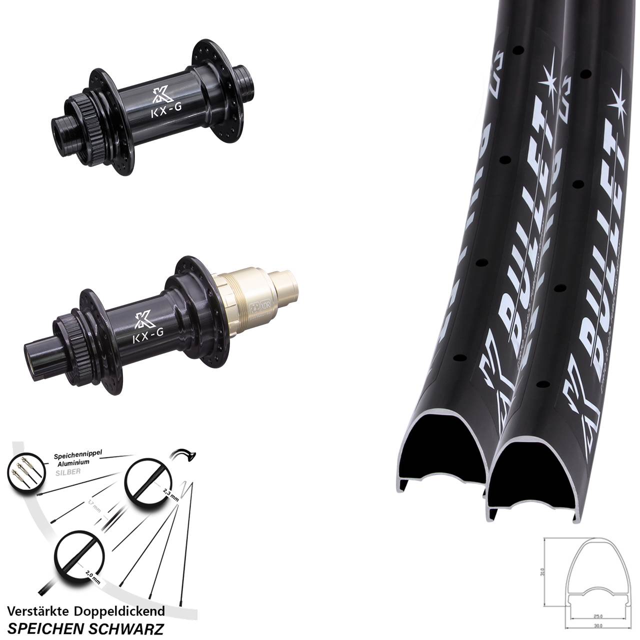 KX-G Bullet 28 Zoll Disc Laufradsatz 15x100 12x142 SRAM XDR