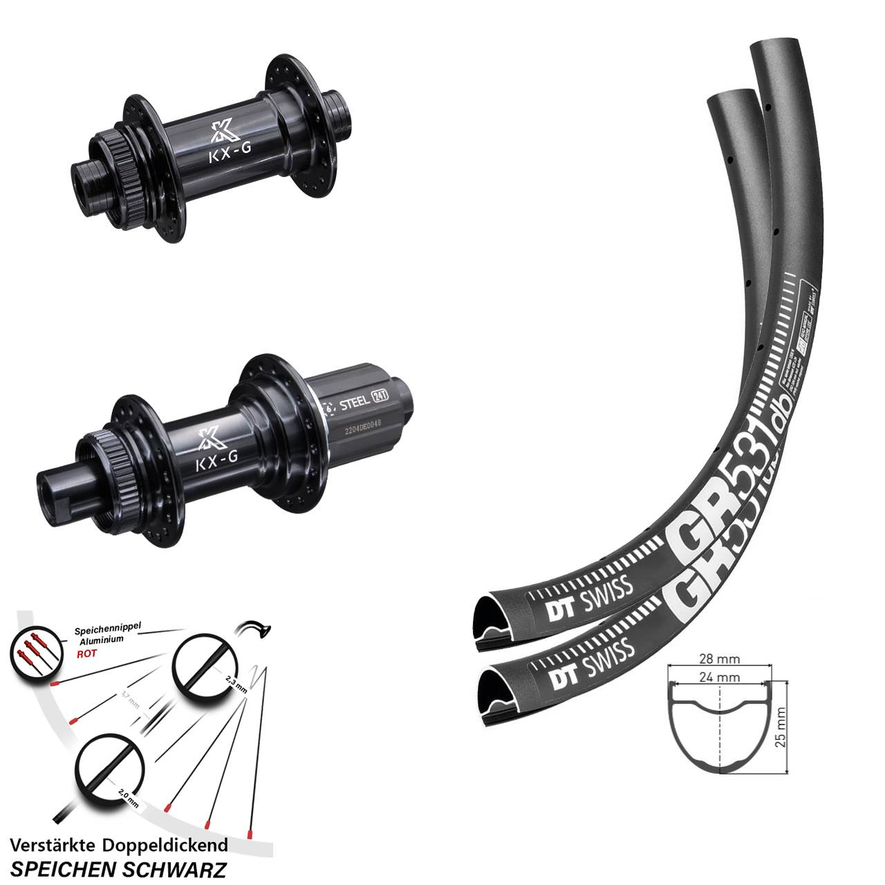 650B DT Swiss GR531 KX-GS Heavy Duty Disc Laufrad-Satz 15x100 12x142 8-12 fach