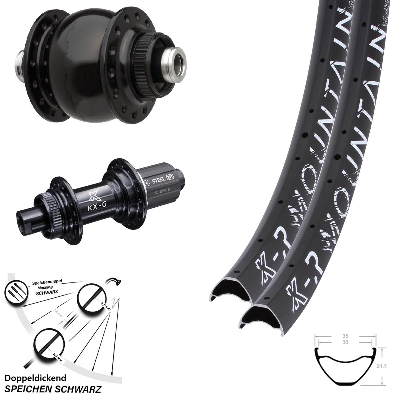 27,5 Zoll KX-GSR Mountain verstärkt SON 28 Centerlock Laufradsatz 12x100/142 8-12 fach HG