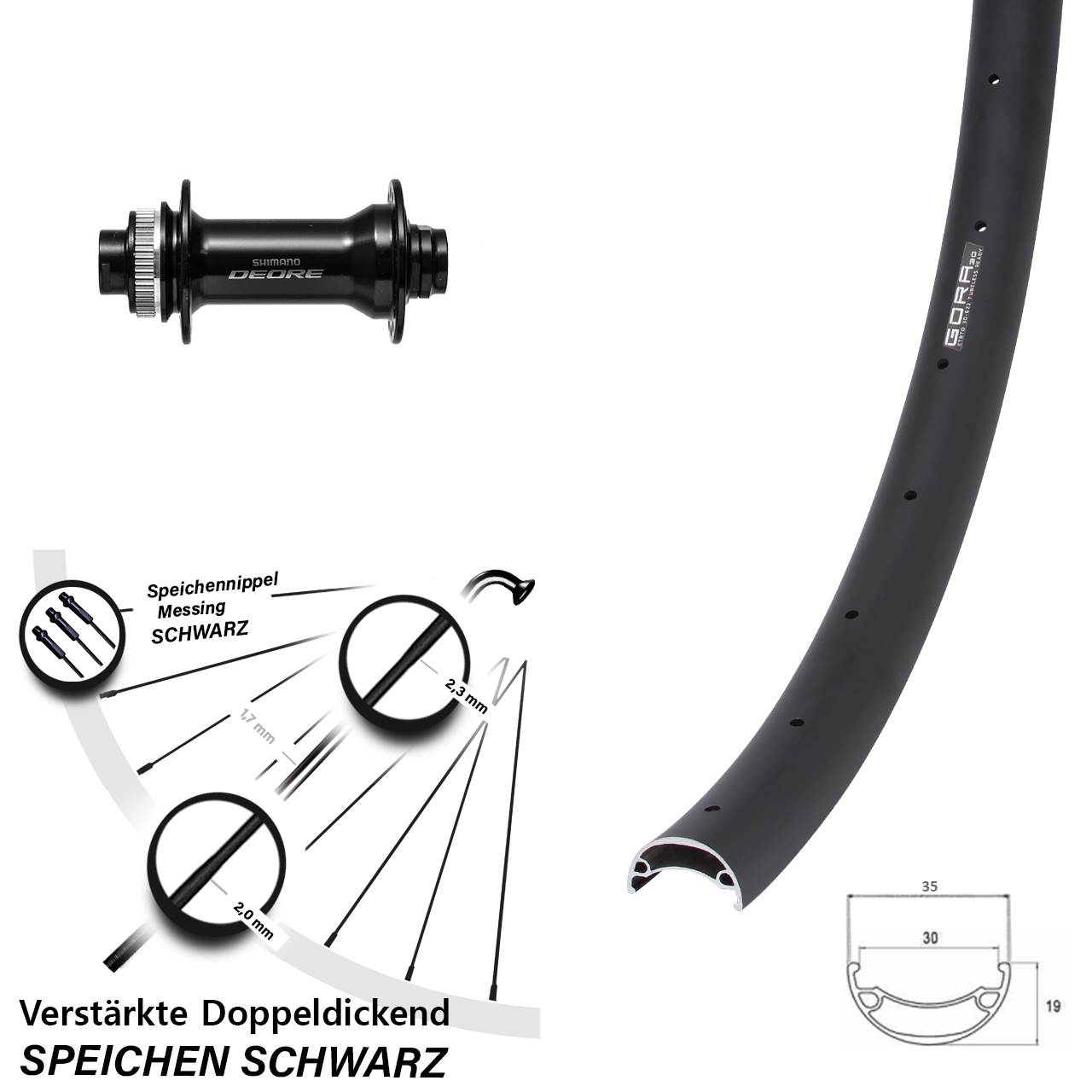 Vorderrad Centerlock 27,5 Zoll Gora 30 Shimano Deore 15x110 Boost