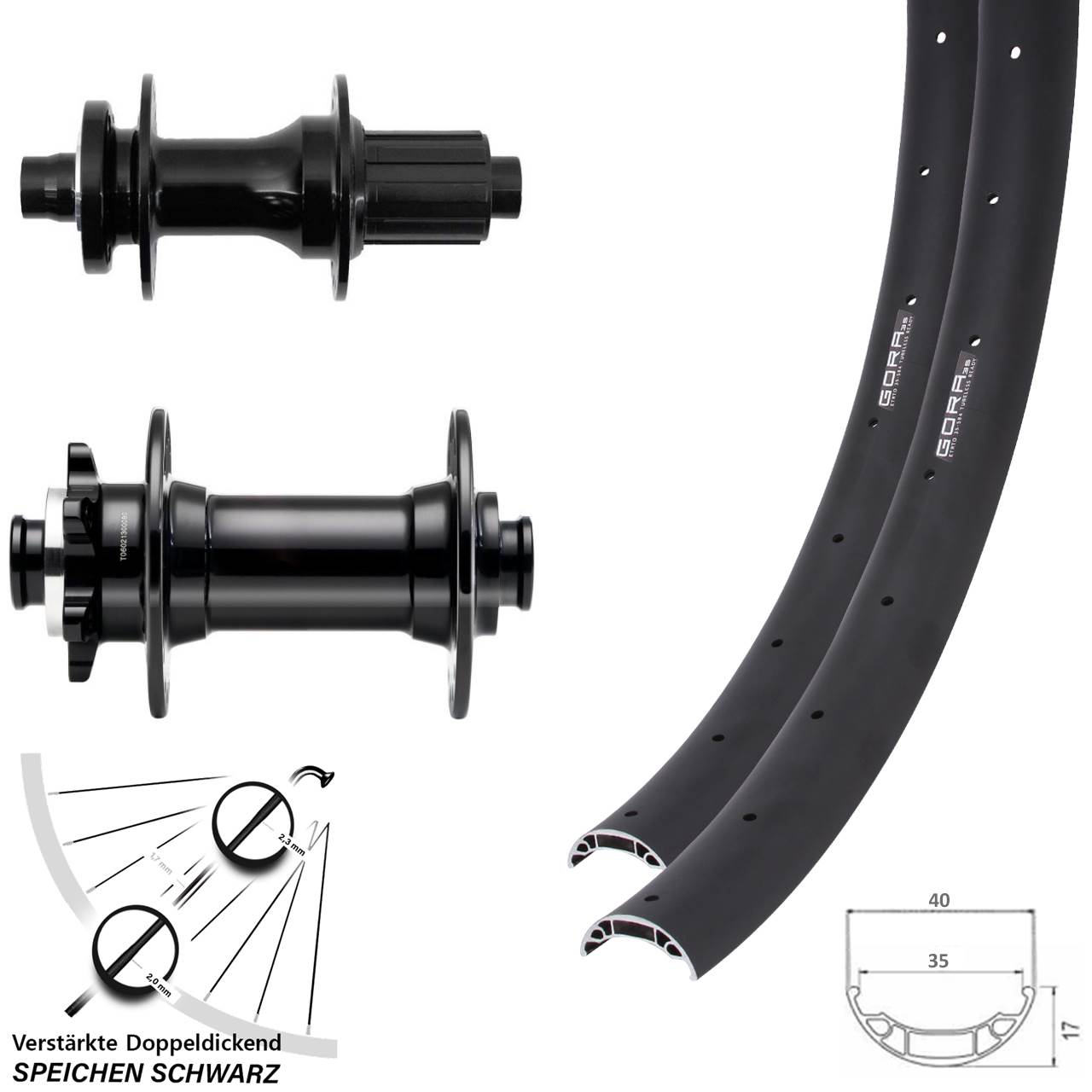 Disc Laufradsatz 27,5 Zoll Gora 35 Fastace DA210 Novatec D341-B15 8-12 fach 15x110 12x148