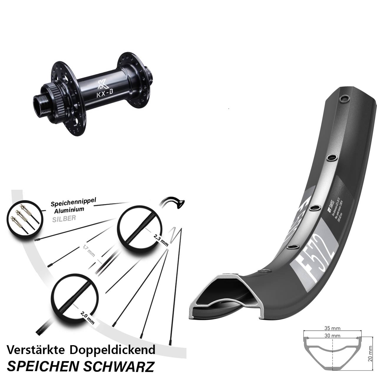 29 Zoll DT Swiss F572 KX-B Disc Vorderrad 15x110 Boost