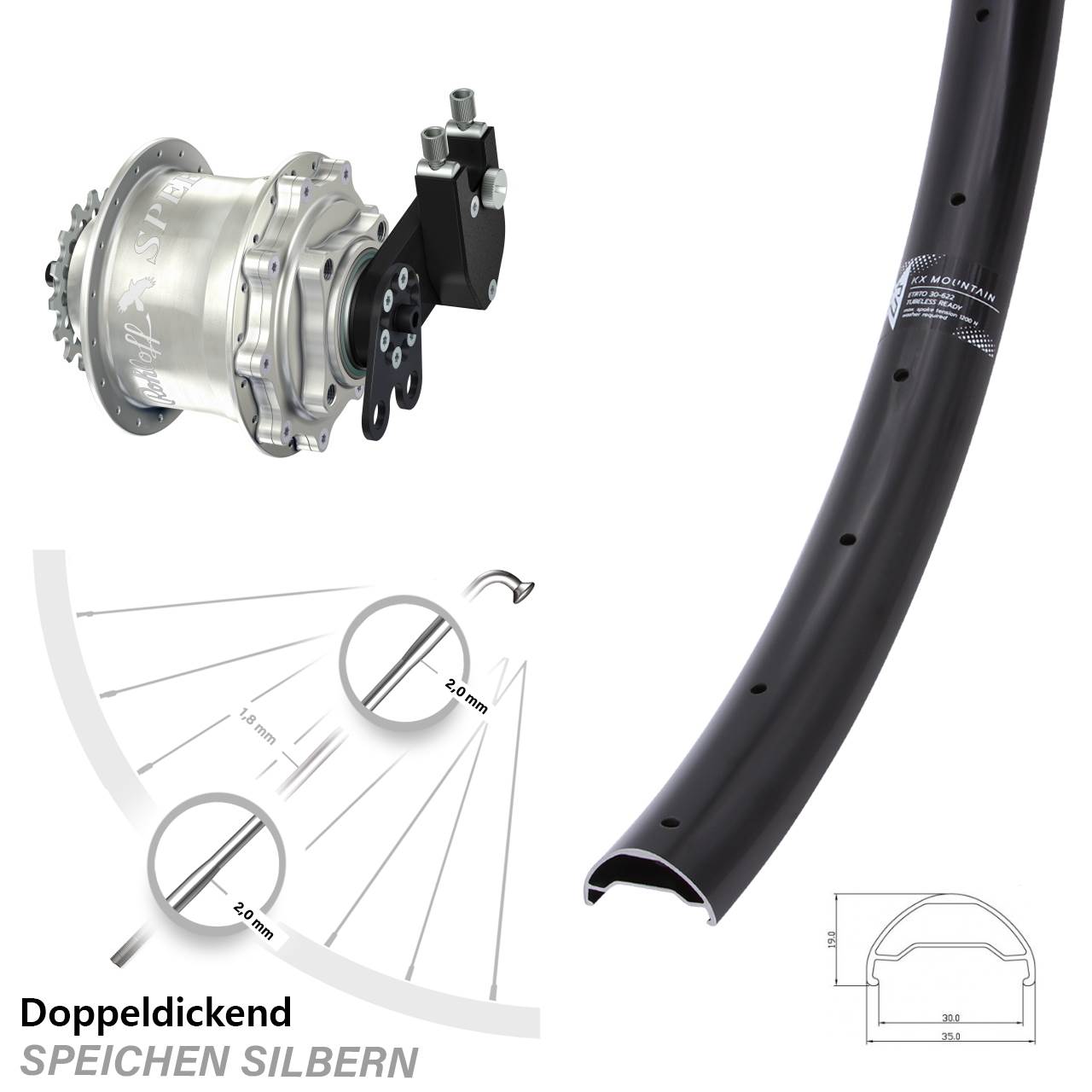 Disc Hinterrrad 29 Zoll KX Mountain TR Rohloff 500/14 CC DB Tandem