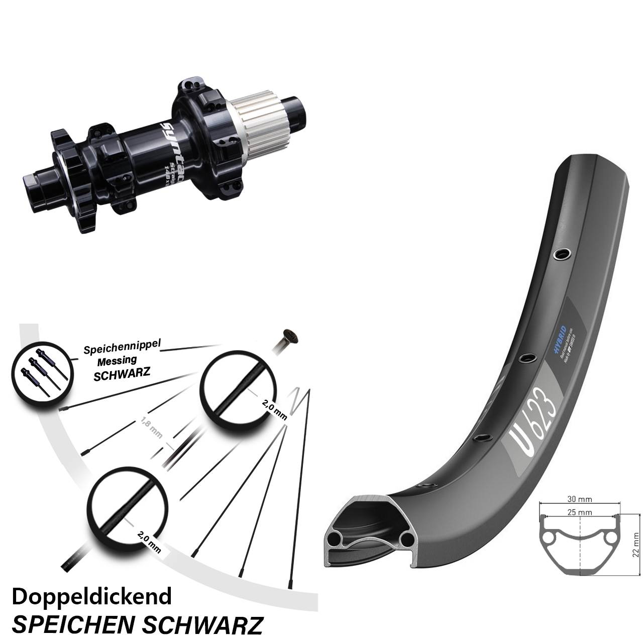 Hinterrad 29 Zoll DT Swiss U623 Syntace Boost 6-Loch Straightpull 12-fach Micro Spline