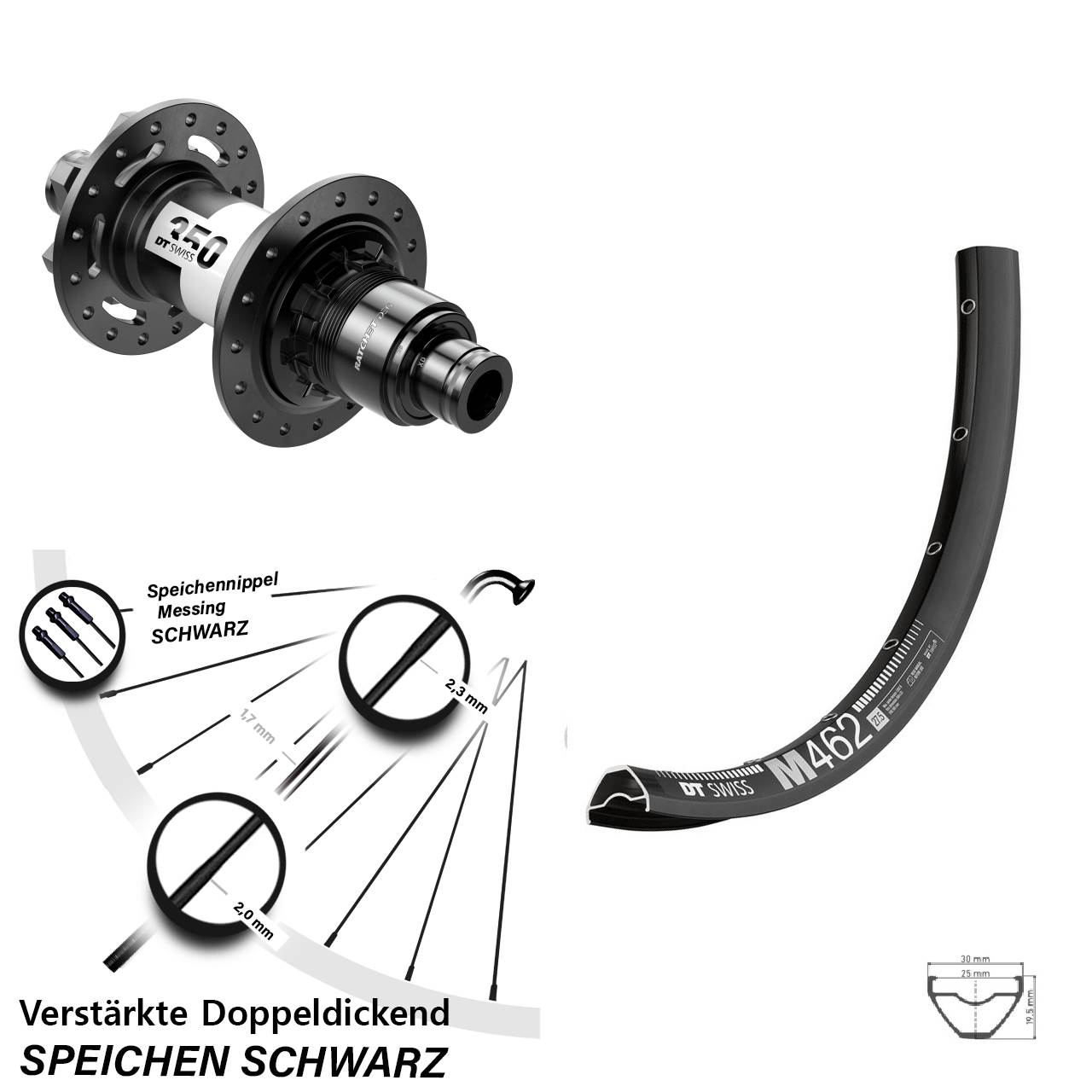 Disc Laufrad 12x148 27,5 Zoll DT Swiss M462-350 DEG 72 XD