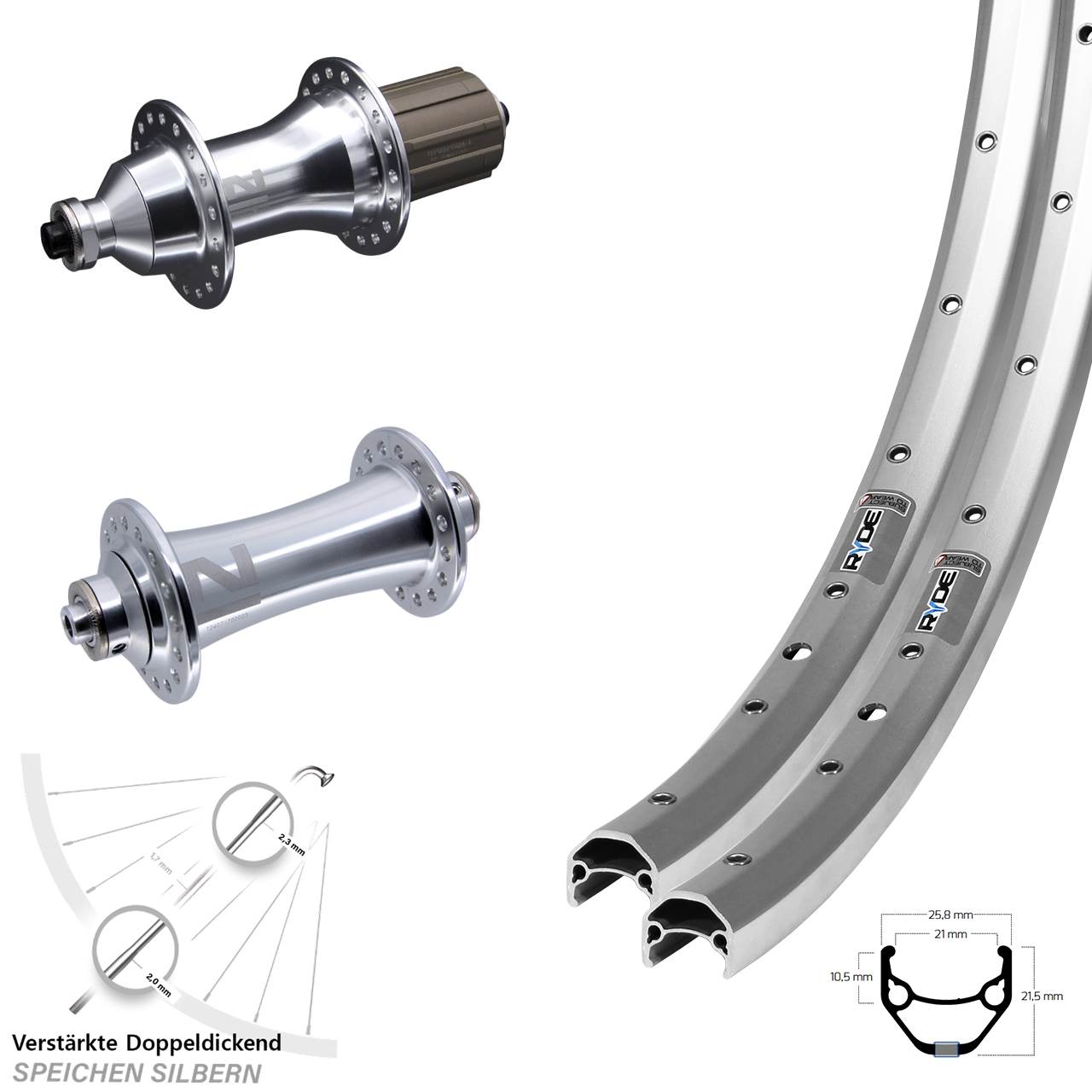 Laufradsatz 26 Zoll Ryde ZAC 421 Novatec A-141SB Novatec F162SB 8-12 fach QR