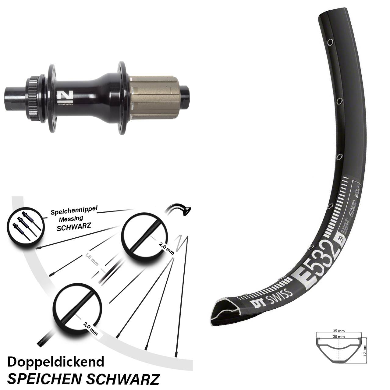DT Swiss E532 Novatec D792 29 Zoll Disc Hinterrad 12x142 8-12 fach