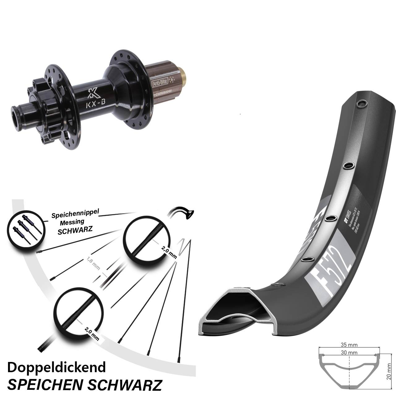 Hinterrad 27,5 Zoll DT Swiss F572 KX-B 6-Loch 12x148