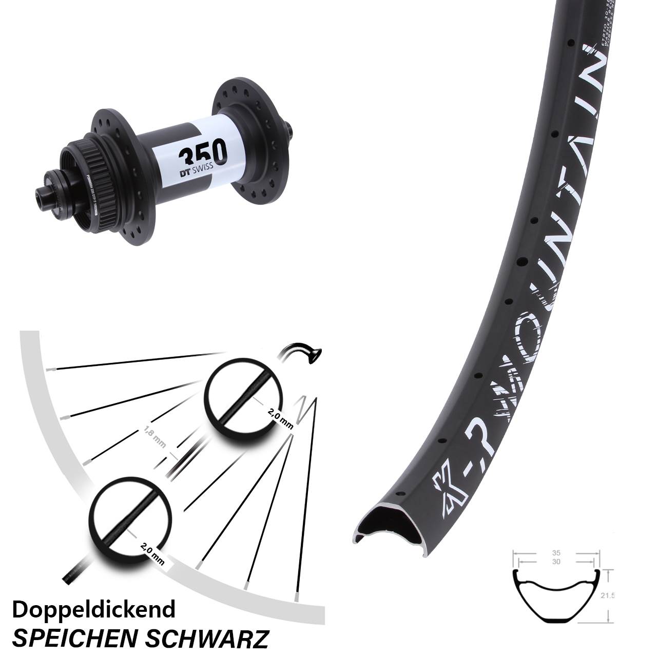 KX-R Mountain DT Swiss 350 27,5 Zoll Centerlock Vorderrad für Schnellspanner