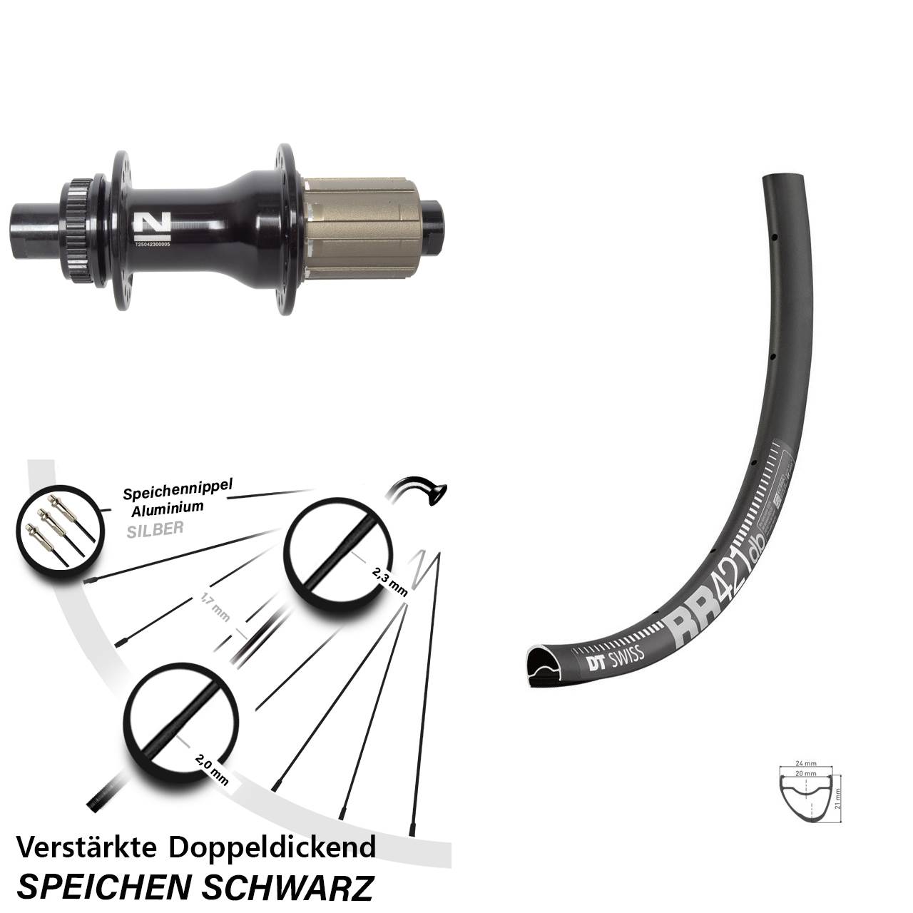 28 Zoll DT Swiss RR421 Novatec D792SB Centerlock Hinterrad 12x142 8-12 fach HG