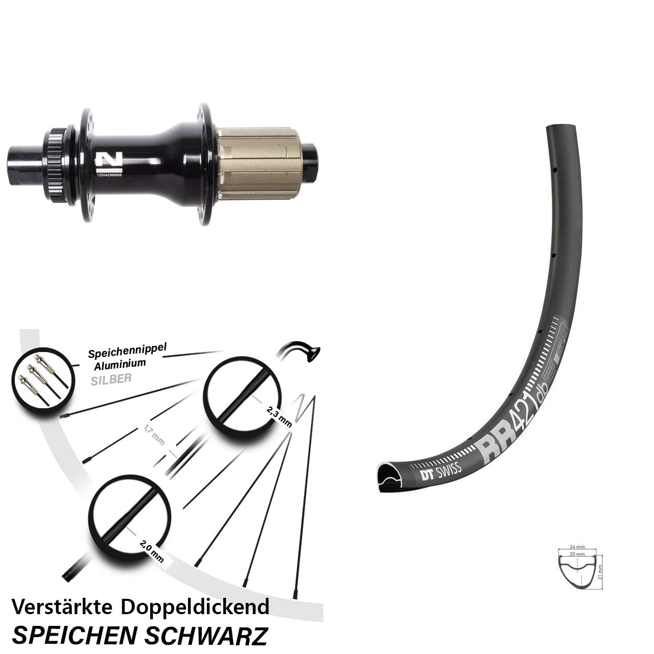 28 Zoll DT Swiss RR421 Novatec D792SB Centerlock Hinterrad 12x142 8-12 fach HG