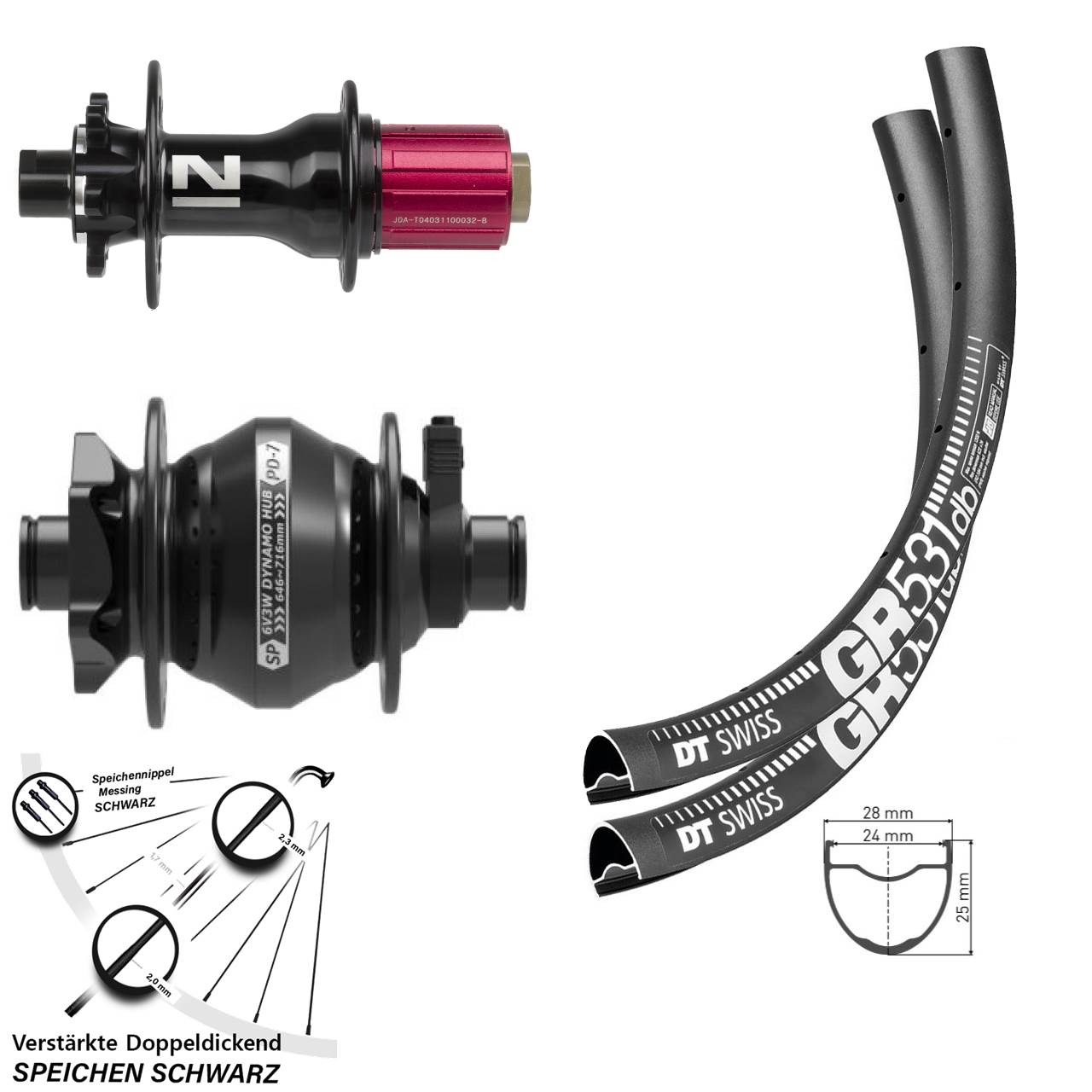 DT Swiss GR531 Novatec D792 Disc 6-Loch Shutter PD-7 650B Laufradsatz 12x100/142 8-12 fach