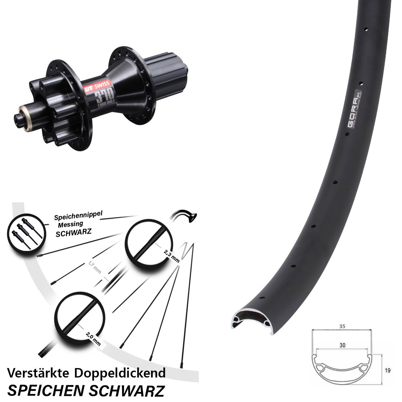 26 Zoll Gora 30 DT Swiss 370 Hybrid Disc Hinterrad QR 8-11 fach