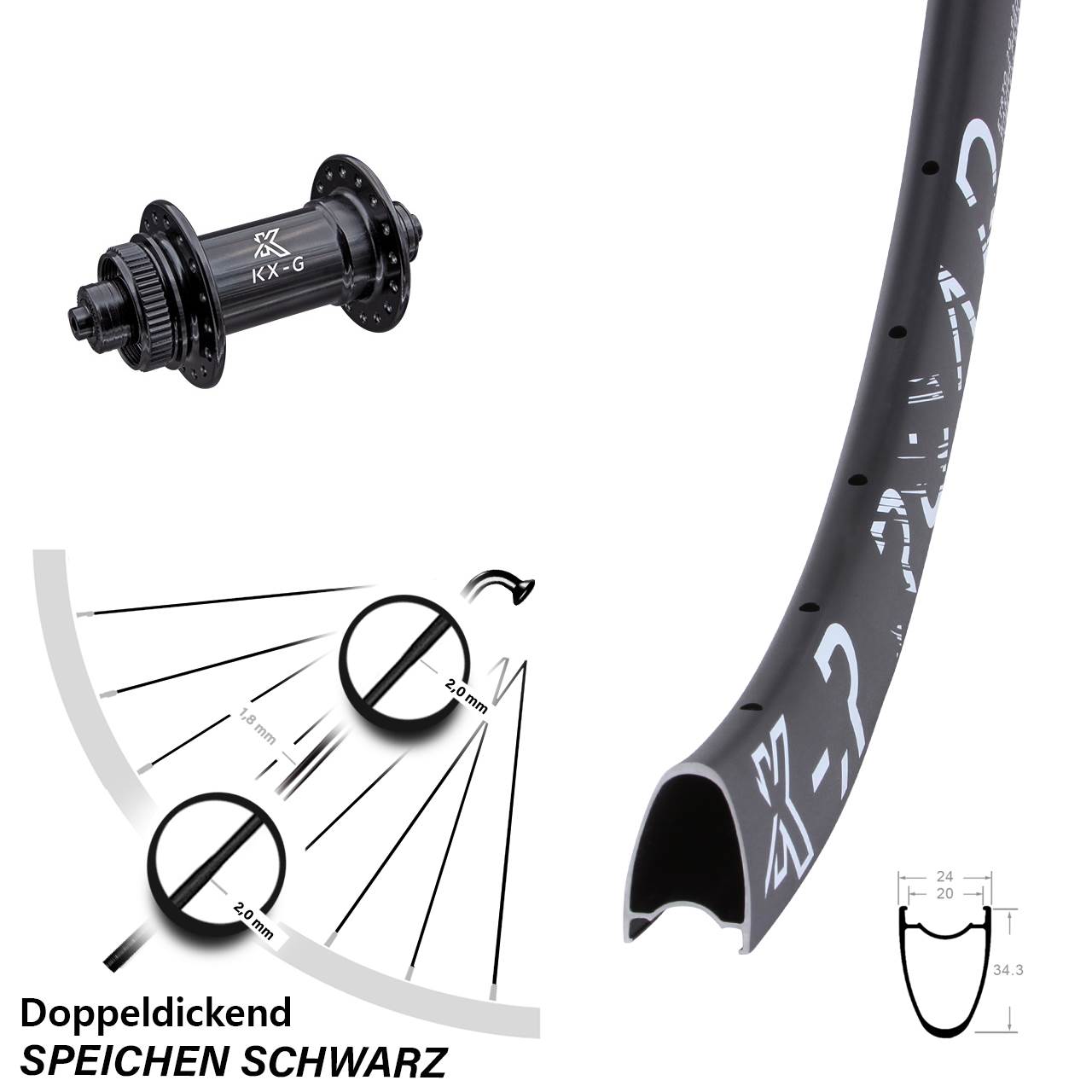 Centerlock Vorderrad 28 Zoll KX-GR Road für Schnellspanner