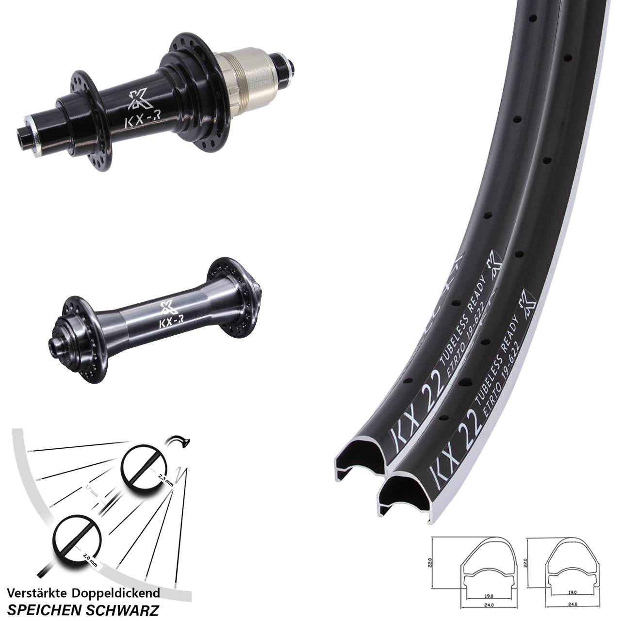 KX-R 22 OS 28 Zoll Laufradsatz QR SRAM XDR