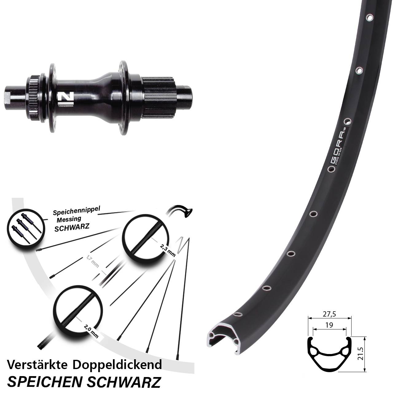Hinterrad Centerlock 26 Zoll Gora 19 Novatec D792 Shimano Micro Spline 12x142