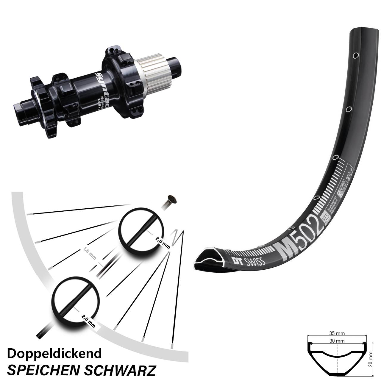 Syntace Straightpull Boost 6-Loch Micro Spline 29 Zoll Hinterrad DT Swiss M502 MTB