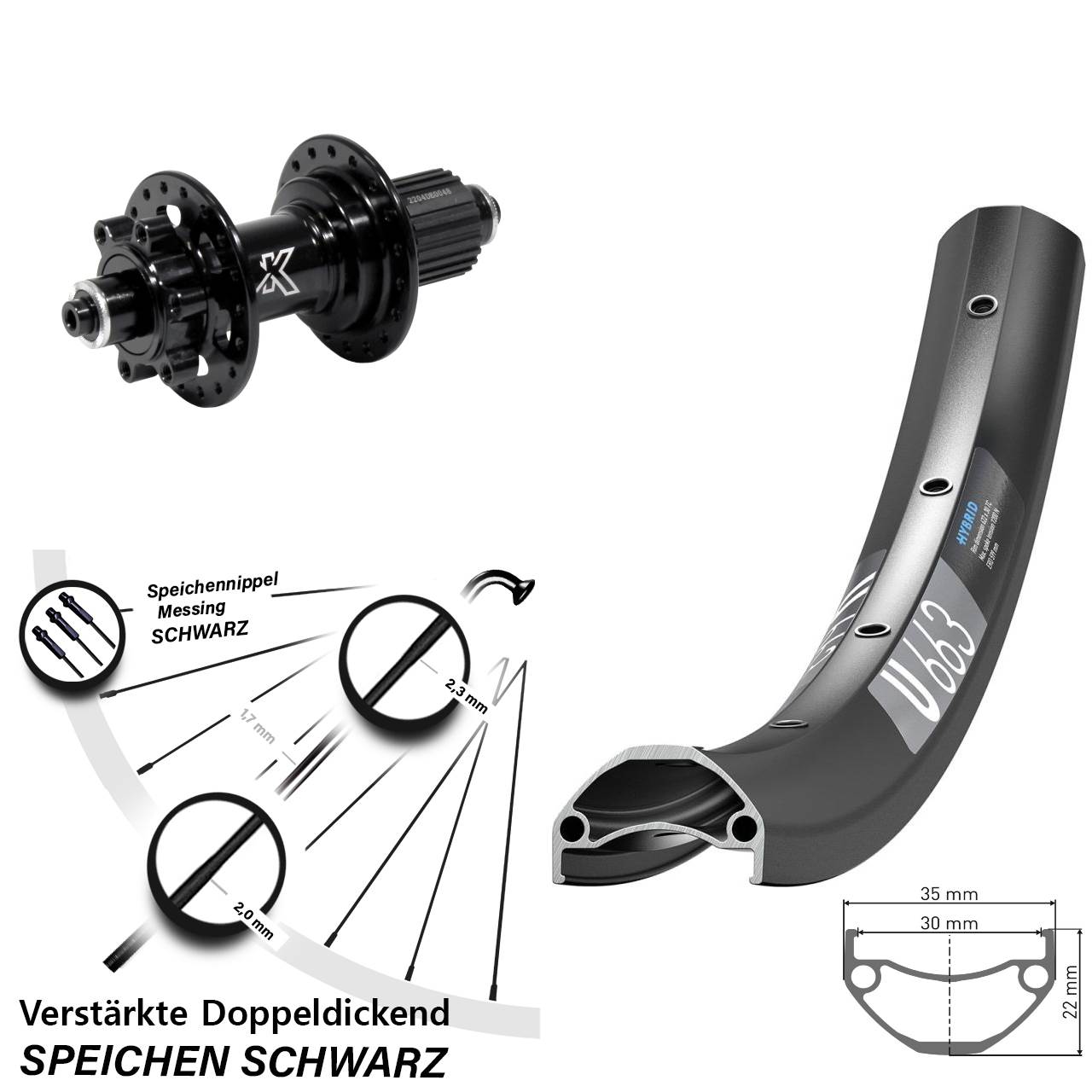 27,5 Zoll DT Swiss U663 KX-M Heavy Duty Disc Hinterrad für Schnellspanner Micro Spline