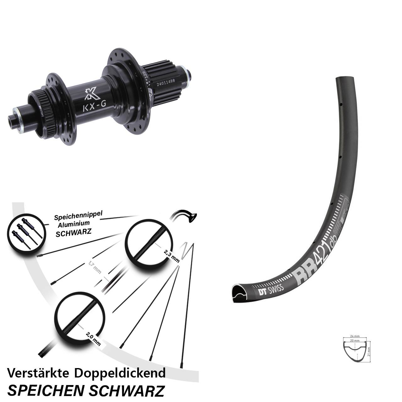 DT Swiss RR421 KX-G 28 Zoll Hinterrad Centerlock für Schnellspanner Shimano Micro Spline