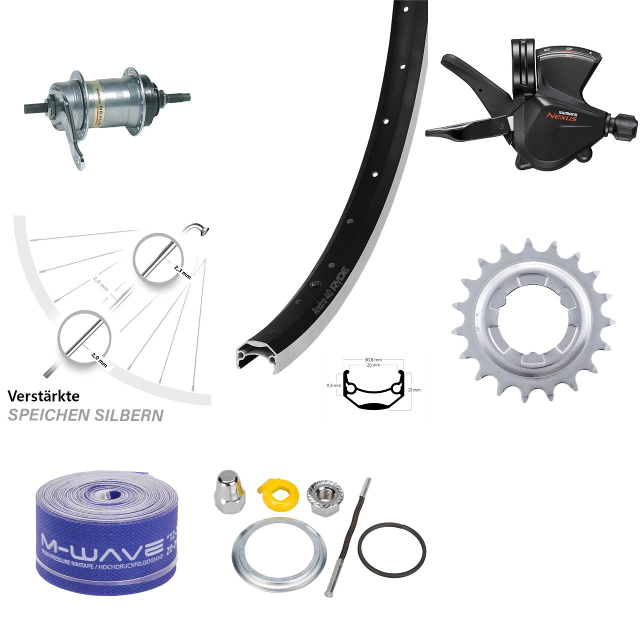 Hinterrad 26 Zoll Ryde Andra 40 Shimano Nexus Inter 3 Nabenschaltung mit Rücktritt
