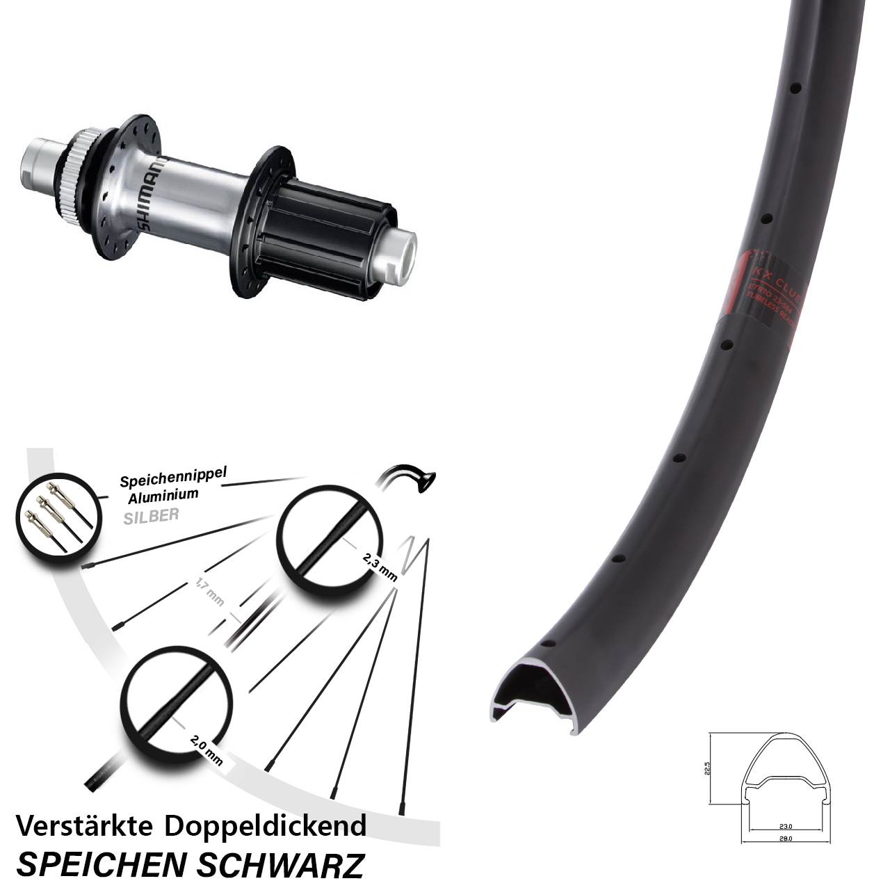Centerlock Hinterrad 12x142 27,5 Zoll KX Clue Shimano FH-RS770 8-12 fach HG