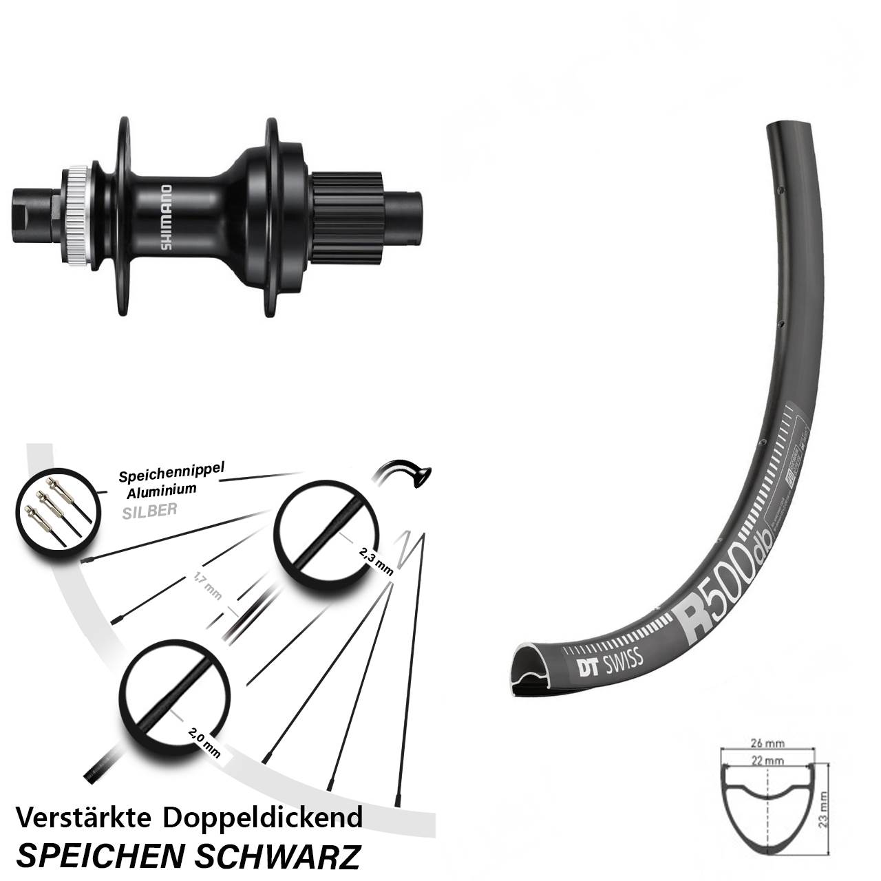 DT Swiss R500 Shimano FH-MT510 28-29 Zoll Hinterrad Centerlock 12x142 Micro Spline