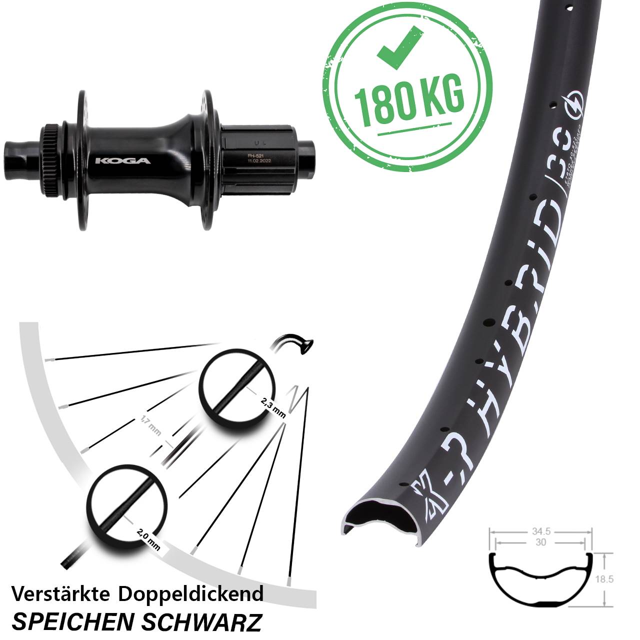 29 Zoll KX-R Hybrid 30 Formula ECT-148S Centerlock Hinterrad 12x148 8-11 fach HG