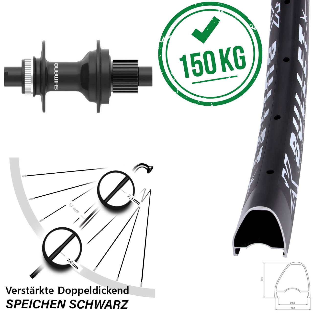 Disc Laufrad 28-29 Zoll KX Bullet OS Shimano FH-MT410 Micro Spline 12x142