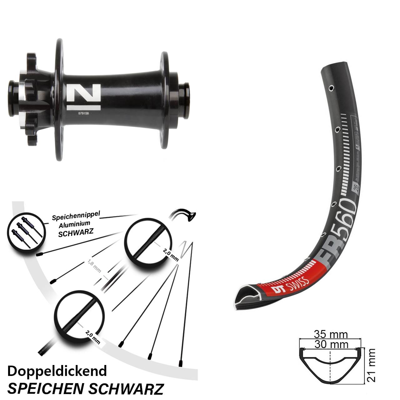 DT Swiss FR560 Novatec D791 26 Zoll Disc Laufrad 15x100
