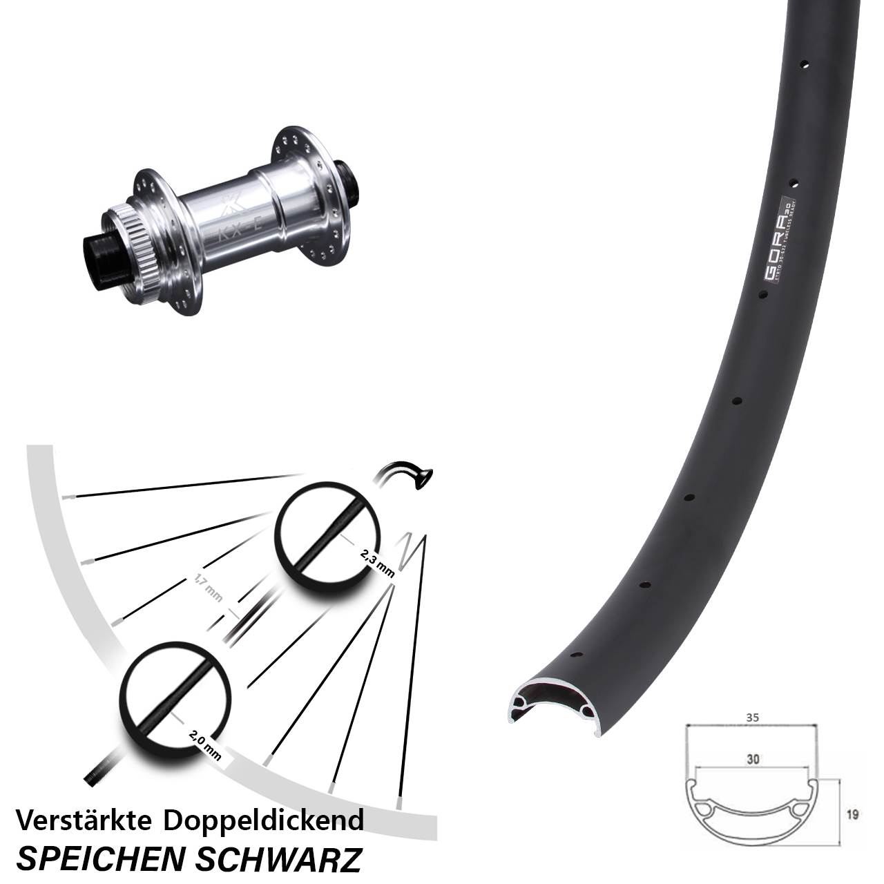 27,5 Zoll Gora 30 KX-E Disc Vorderrad 15x100