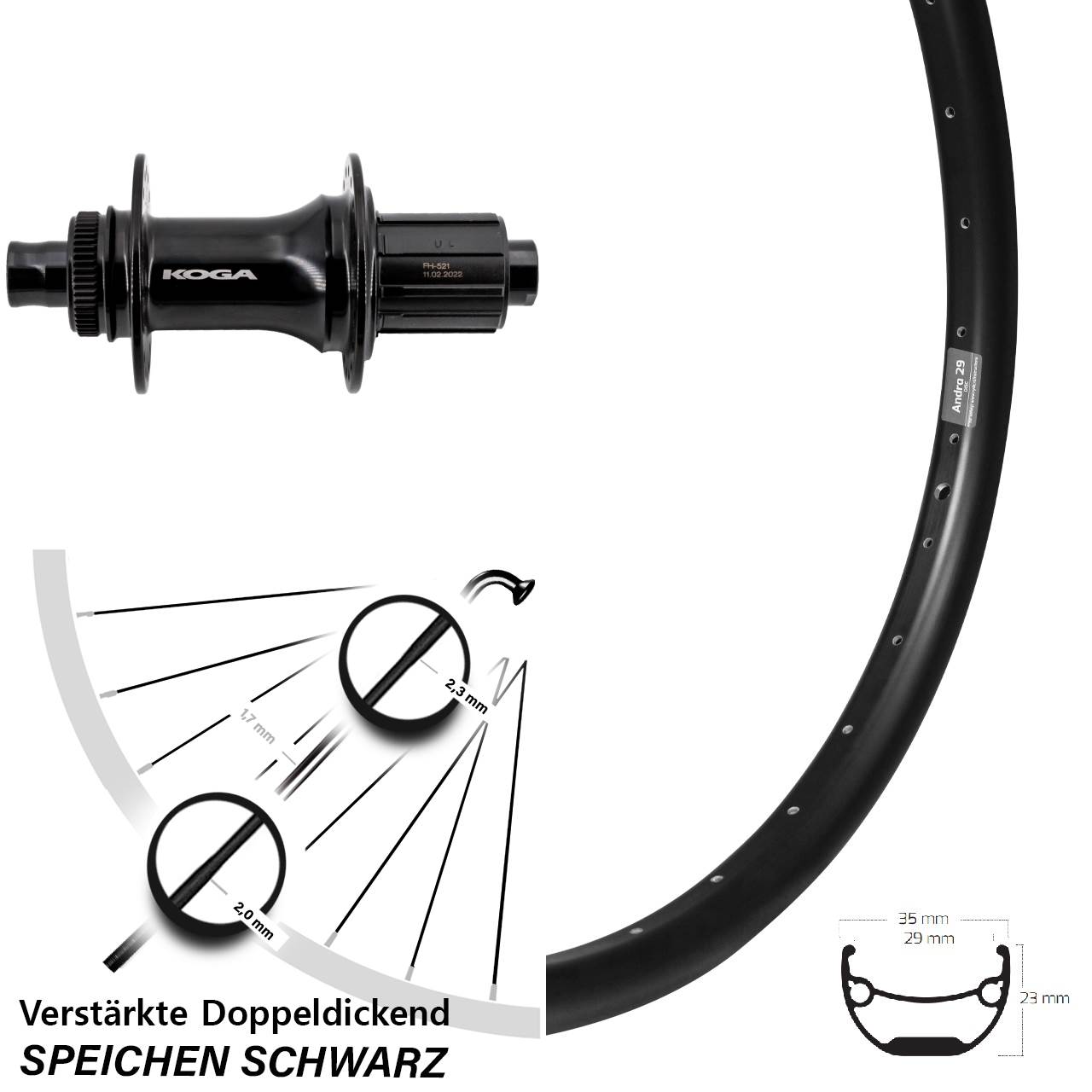Disc Hinterrad 12x148 26 Zoll Ryde Andra 29 Formula ECT-148S 8-11 fach HG