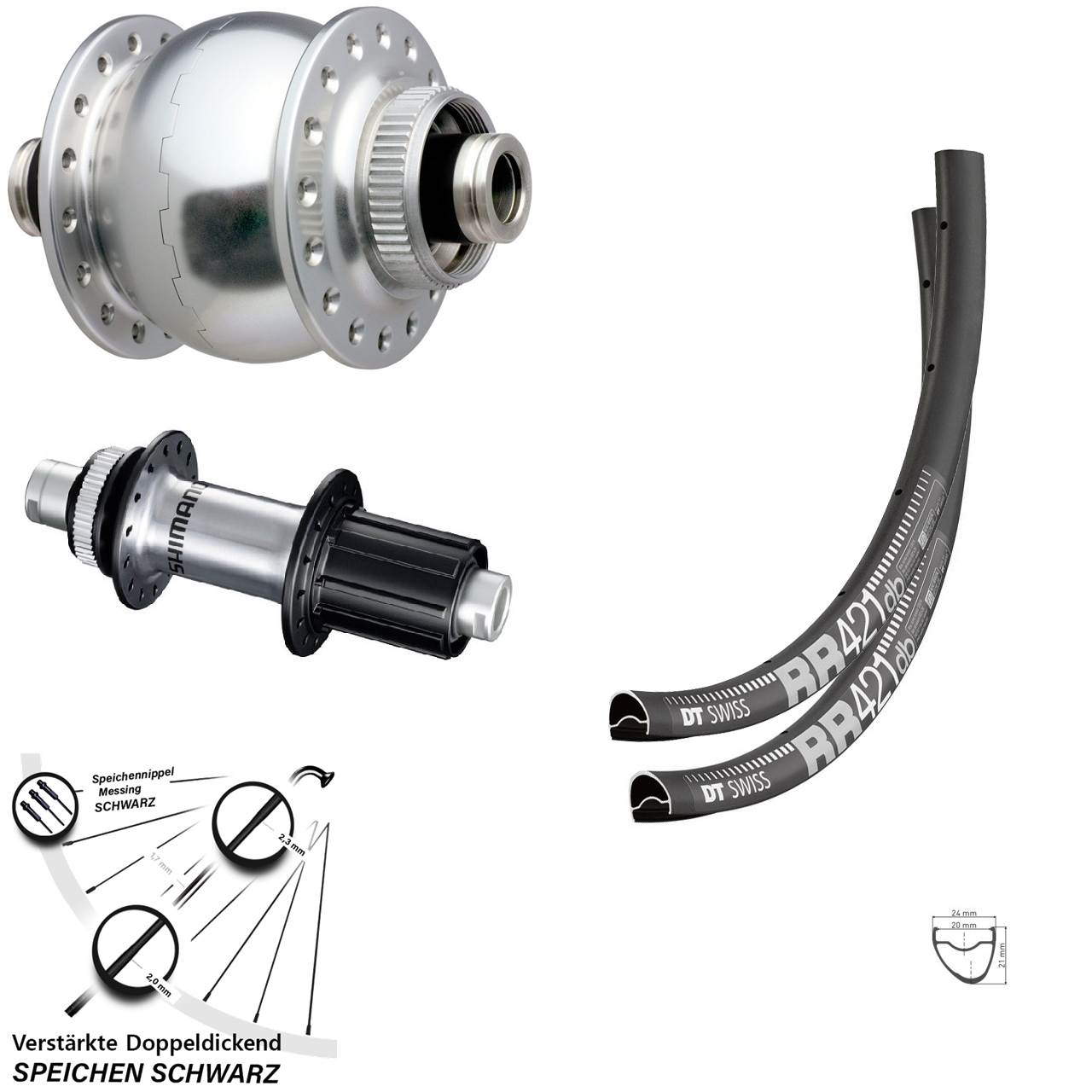 Laufradsatz Centerlock 12x100/142 28 Zoll DT Swiss RR 421 SON delux Shimano GRX 8-12 fach