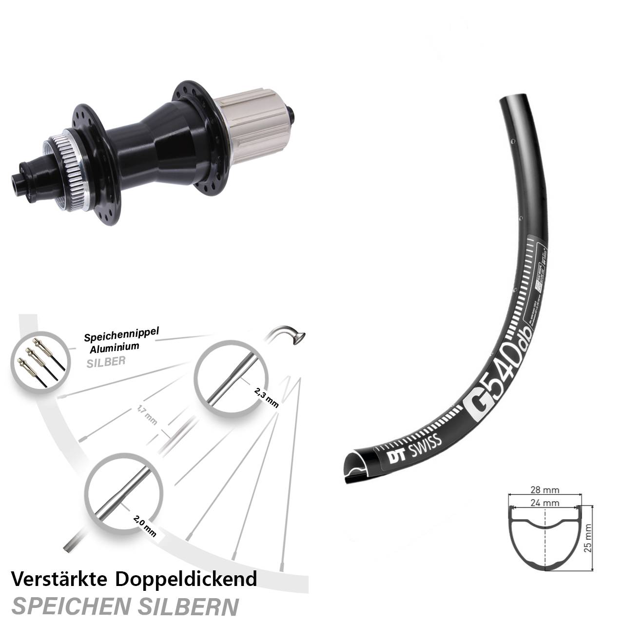 DT Swiss G 540 Novatec CL-135 28-29 Zoll Disc Laufrad QR 8-12 fach HG