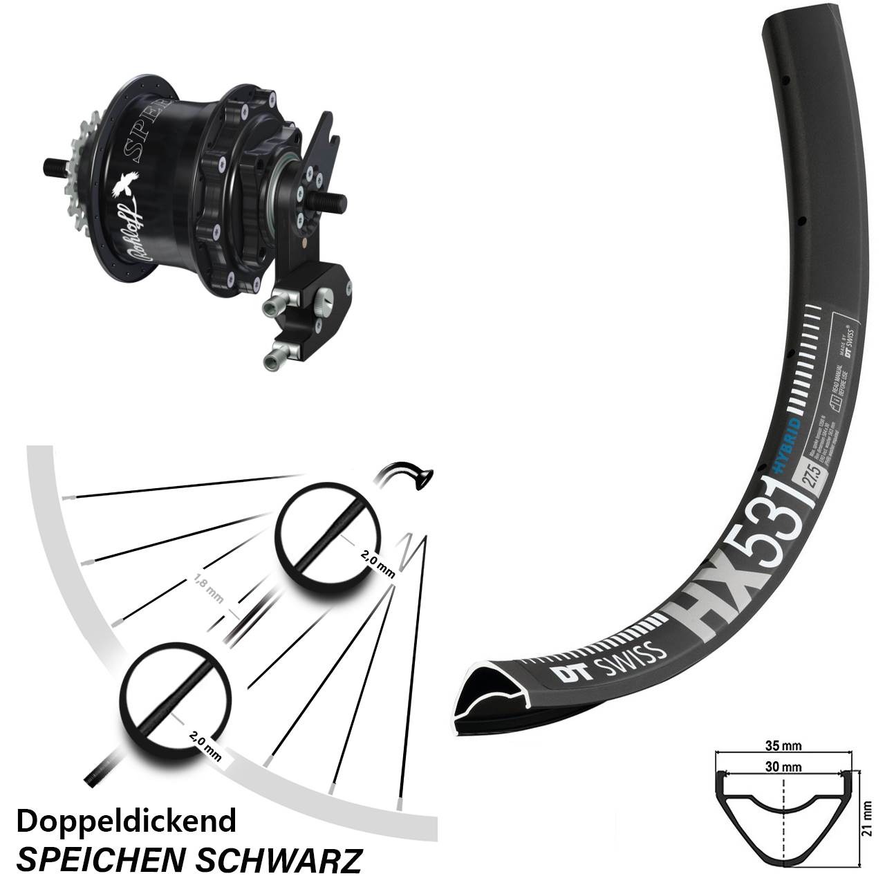 Disc Hinterrrad 29 Zoll DT Swiss HX531 Rohloff TS DB OEM2 Tandem