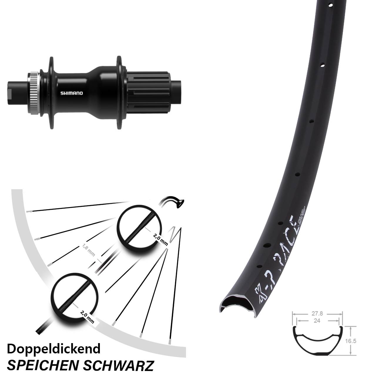 Disc Laufrad 29 Zoll KX-R Race Shimano FH-TC500 11-12 fach 12x142