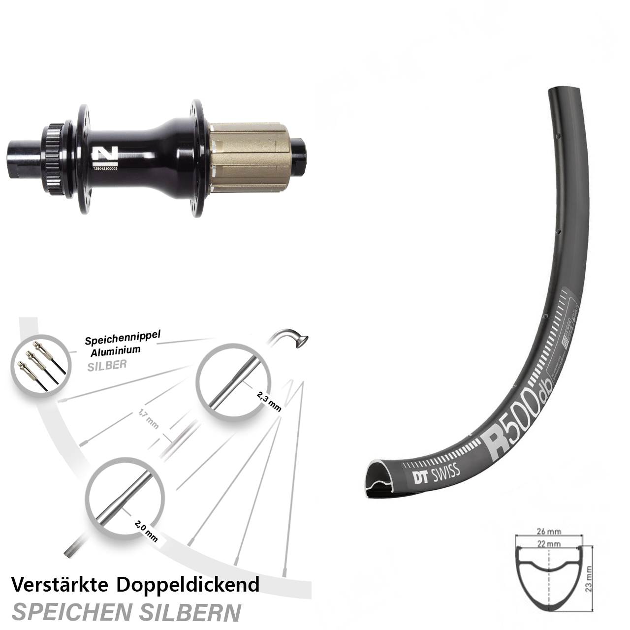 Hinterrad Centerlock 12x142 28-29 Zoll DT Swiss R500 Novatec D792SB 8-12 fach