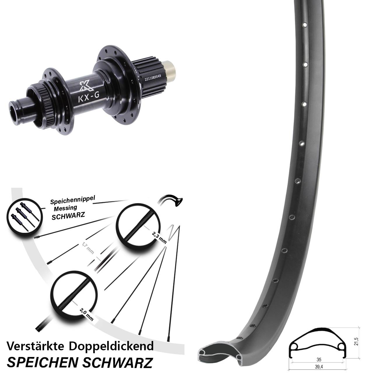 Centerlock Hinterrad 29 Zoll Ambrosio E35 KX-G Micro Spline 12x142