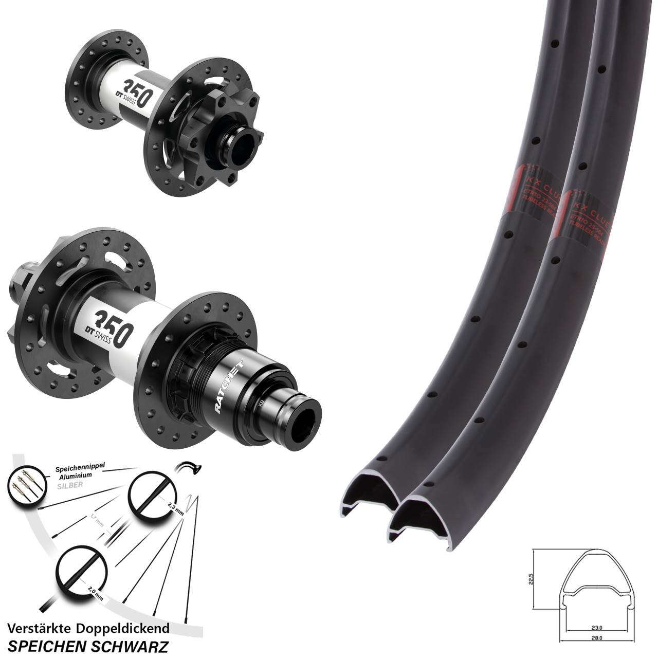 KX Clue-350 DT Swiss 350 650B Disc Laufrad-Satz 15x100 12x142 SRAM XD