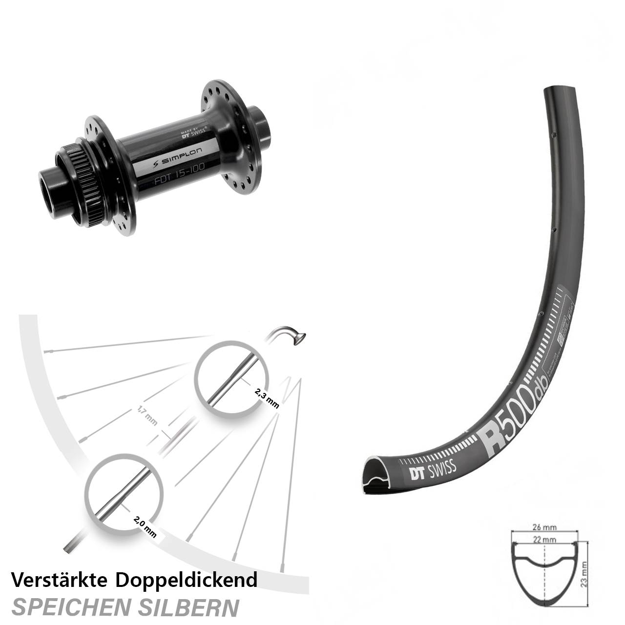 29 Zoll DT Swiss R500-370 Disc Laufrad 12x100