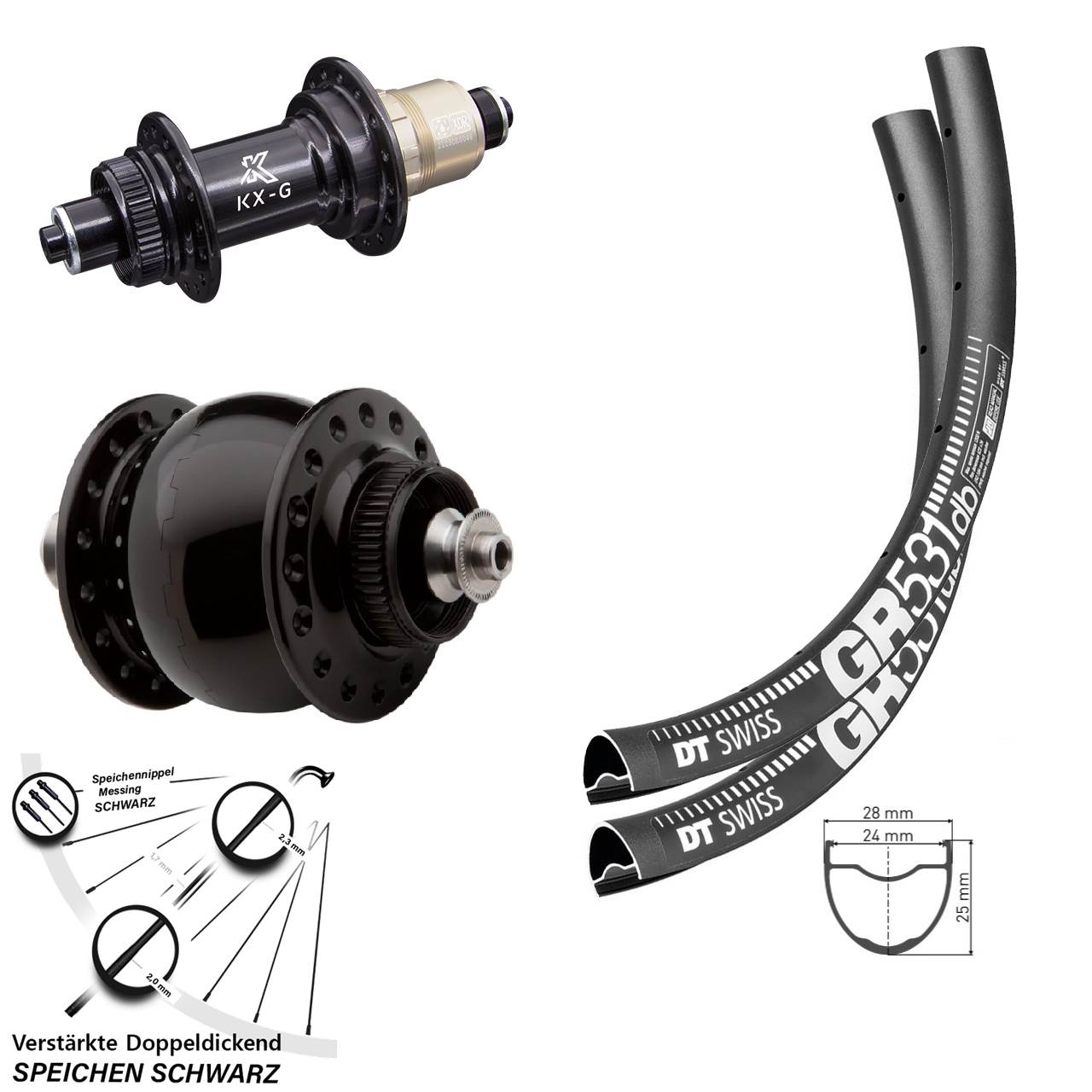 650B DT Swiss GR531 KX-G SONdelux Laufrad-Satz Centerlock für Schnellspanner SRAM XDR