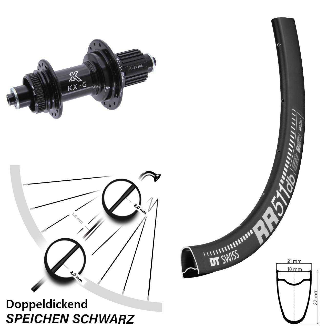 Hinterrad Centerlock 28 Zoll DT Swiss RR511 KX-G Shimano Micro Spline QR