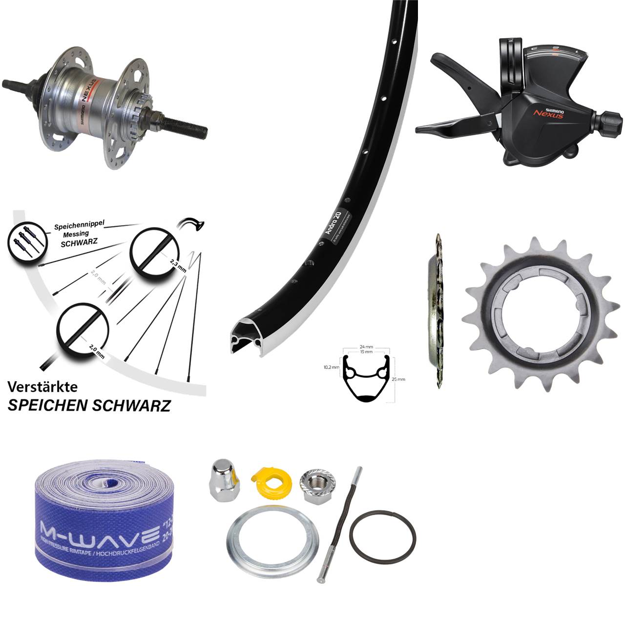 Ryde Hinterrad 28 Zoll Andra 20 Shimano 3 Gang