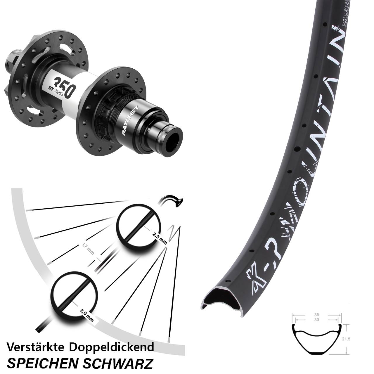 Boost Disc Hinterrad 12x148 27,5 Zoll KX-R Mountain DT Swiss 350 XD