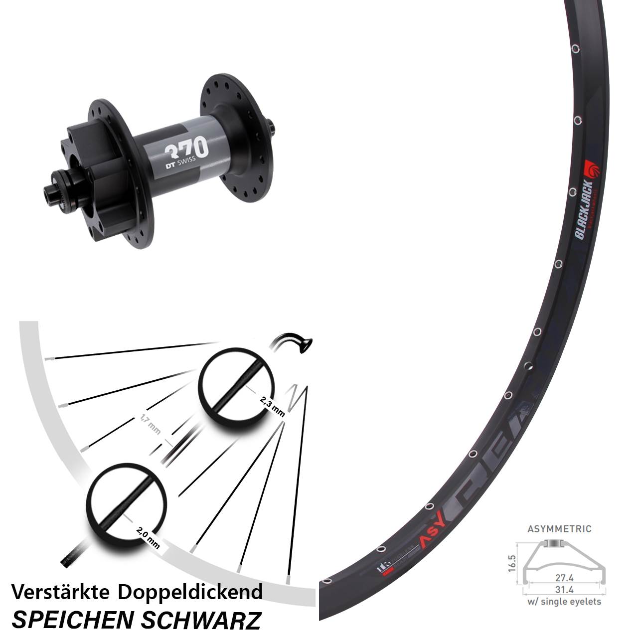 Vorderrad 6-Loch QR 27,5 Zoll Rodi Ready 27 DT Swiss 370
