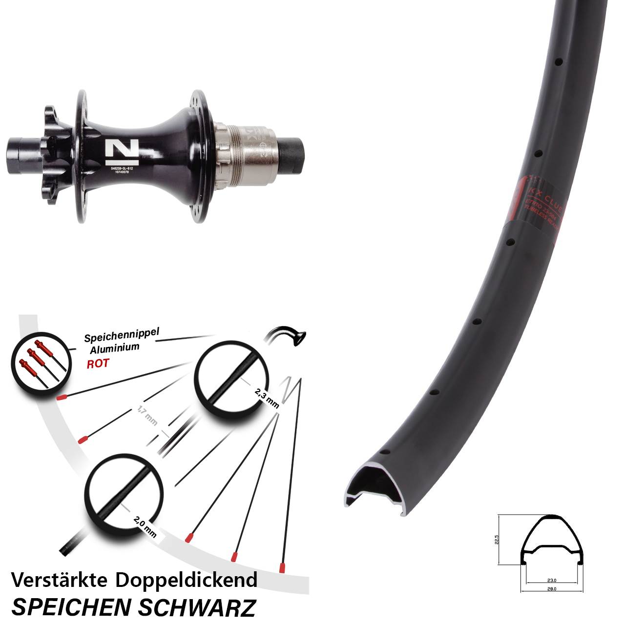 6-Loch Hinterrad 28-29 Zoll KX Clue Novatec D462 SRAM XD 12x148