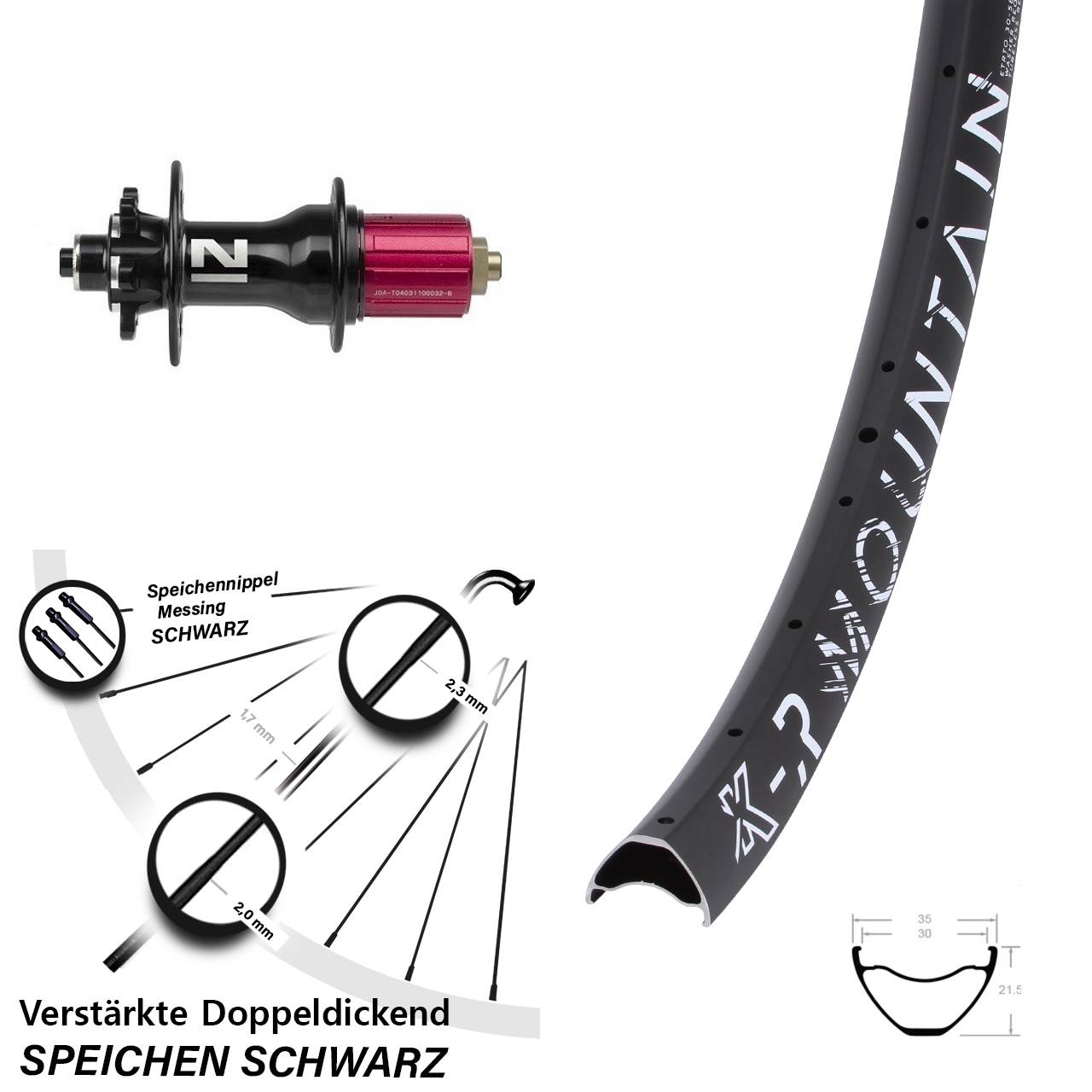 6-Loch Hinterrad 27,5 Zoll KX-R Mountain Novatec Superlight 8-12 fach HG QR
