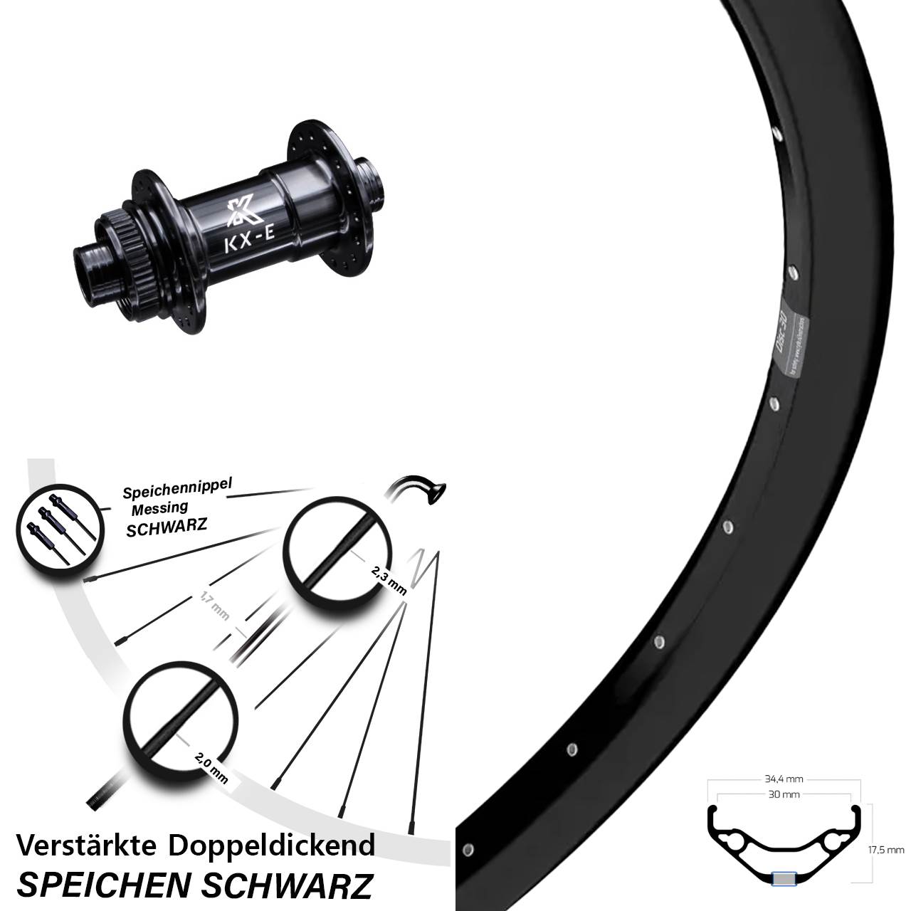 Ryde Disc 30 KX-E Heavy Duty 29 Zoll Vorderrad Centerlock 15x100