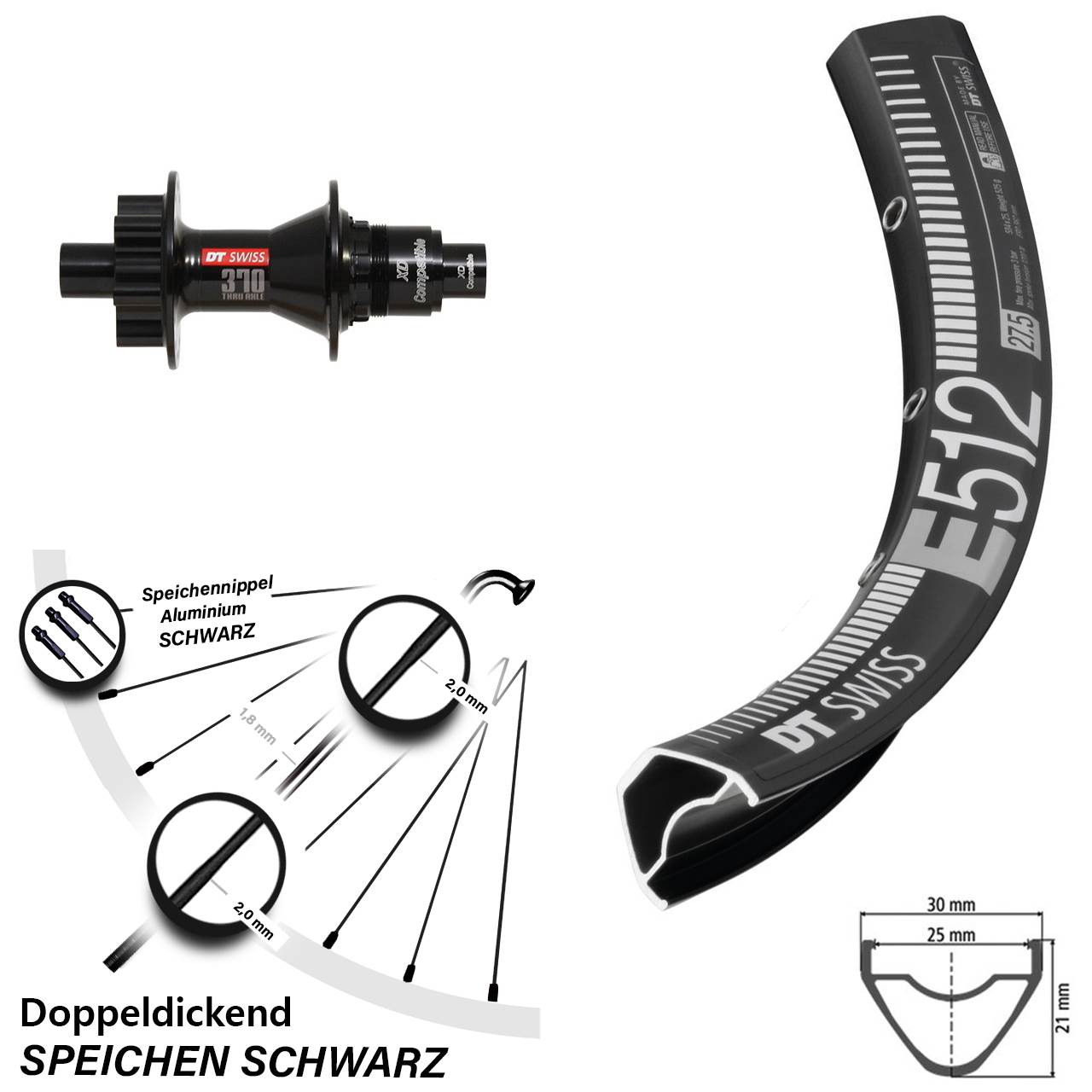 DT Swiss E 512-370 650B Disc Hinterrad 12x142 XD 11-12 fach