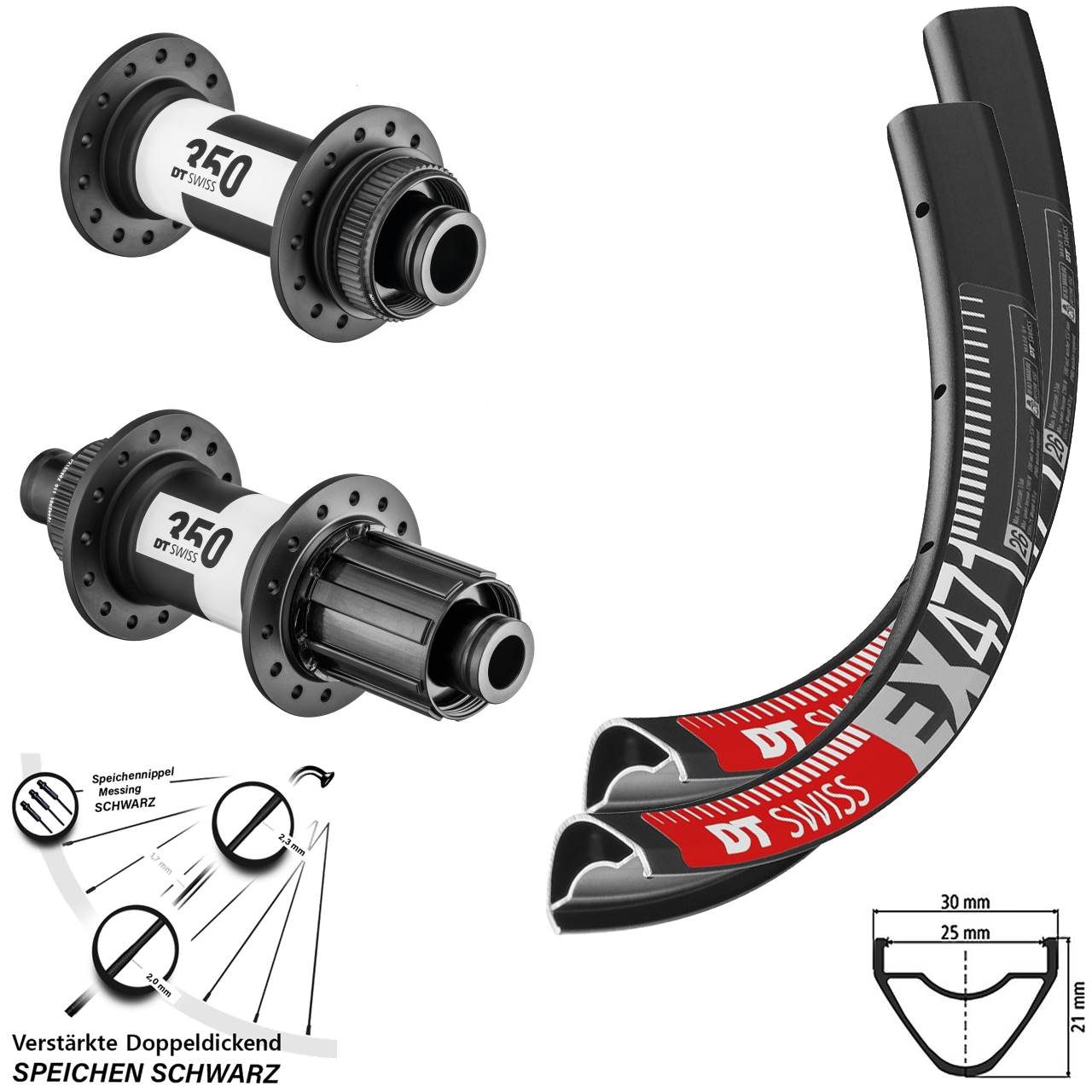 DT Swiss EX 471-350 27,5 Zoll Laufradsatz Centerl. 15x110 12x148 8-11 fach HG